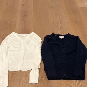 Cat & Jack Girls Size 6 White and Navy Cardigan Set.